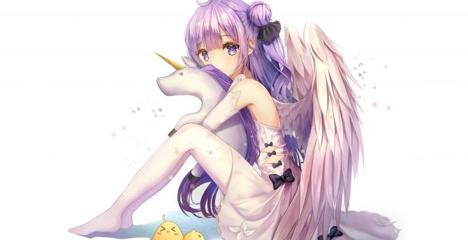 Azur lane, unicorn with wings, anime girl wallpaper