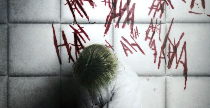 Joker in asylum, super villain, art wallpaper