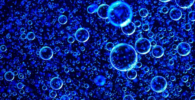 Blue bubbles, abstract wallpaper