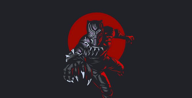 Black Panther, Wakanda King, minimal wallpaper