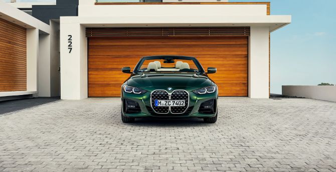 2020 car, BMW 430i Cabrio M Sport, green wallpaper