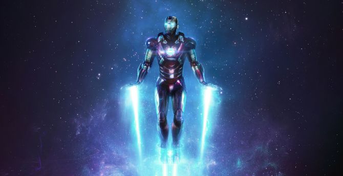 Iron Man in space in an old suit, 2023 art wallpaper