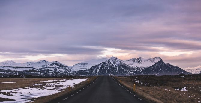 Highway of iceland, mountains and landscape, sky wallpaper