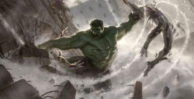 Wallpaper angry hulk and robots, avengers: age of ultron, art desktop  wallpaper, hd image, picture, background, 863969 | wallpapersmug