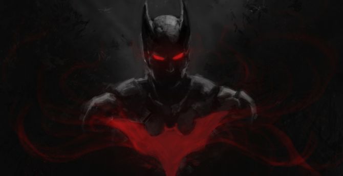 Red glowing eyes, Batman, dark wallpaper