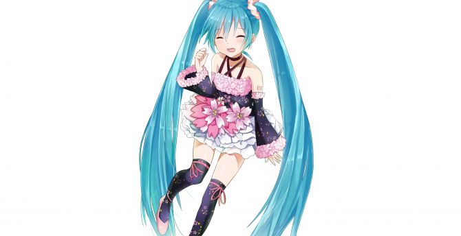 Happiness, anime girl, long hair, hatsune miku wallpaper