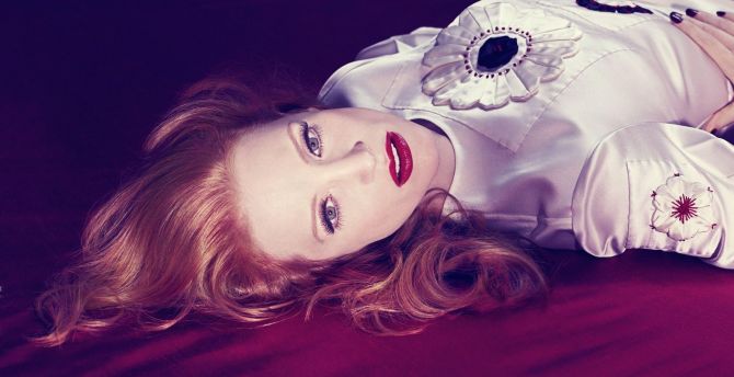 Makeup, red lips, Jessica Chastain wallpaper