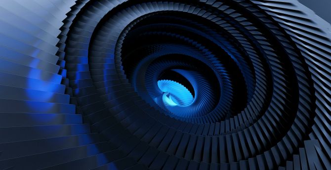 Swirl, blue focal center, abstract wallpaper