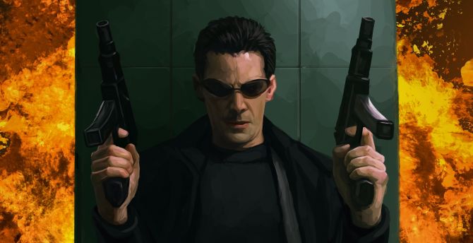 The Matrix, Keanu Reeves, movie, fan art wallpaper