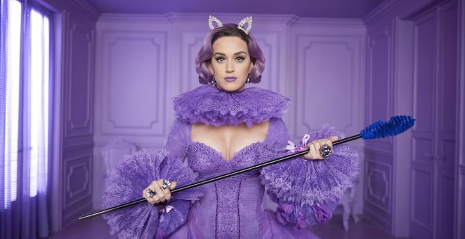 Katy Perry, Cover girl, violet dress, 2021 wallpaper