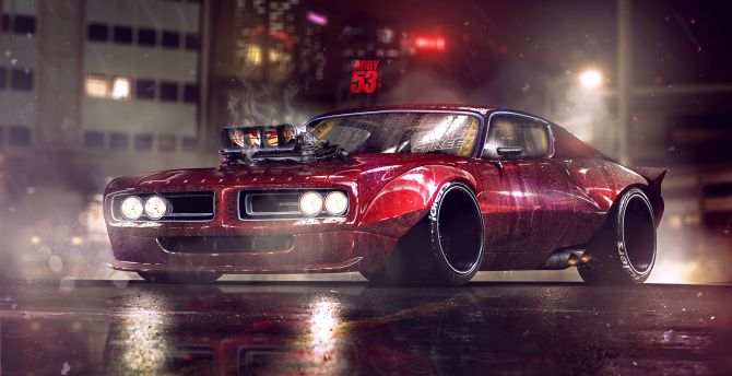 Dodge Charger, muscle car, artwork wallpaper