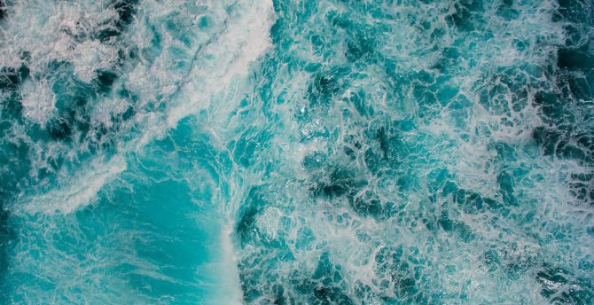 Desktop wallpaper sea waves, aerial view, splashes, hd image, picture ...