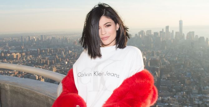 Kylie Jenner, New York, brunette, 2018, cityscape wallpaper