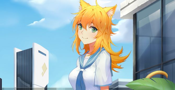 Anime, beautiful fox girl, original wallpaper