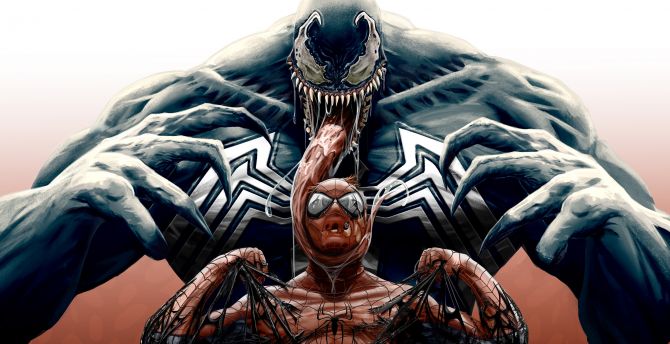 Spider-man, venom, marvel comics, superheroes, art wallpaper