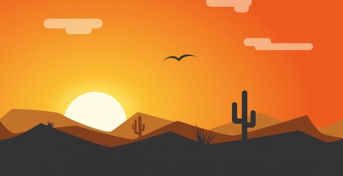 Sunset, desert, minimal, sky wallpaper