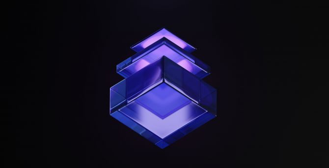 A purple cube, 3d cube, abstract wallpaper