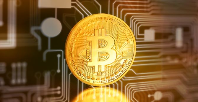 Currency, golden coin, bitcoin wallpaper