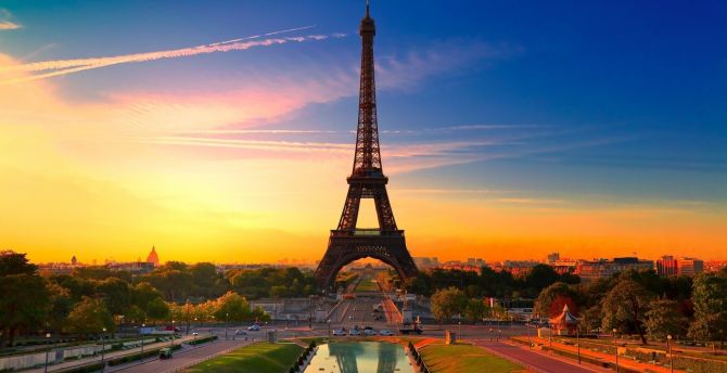 Sunset of Paris, Eiffel Tower wallpaper