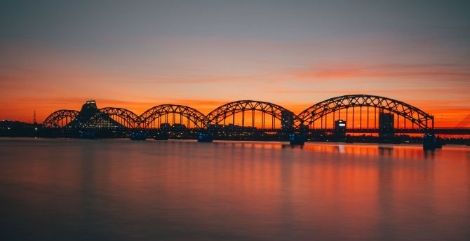 Bridge, sunset, silhouette wallpaper