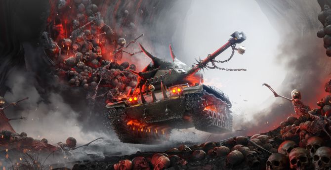 World of tanks, online game, skulls wallpaper