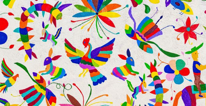 Colorful art, birds, animals wallpaper