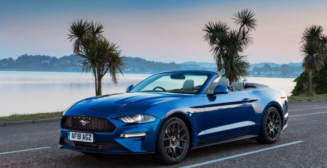 Ford Mustang Ecoboost, convertible, sports car, 2018 wallpaper