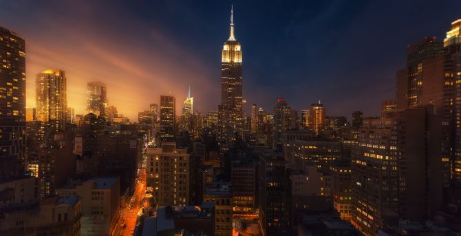 Cityscape, new york, Empire State building, night wallpaper
