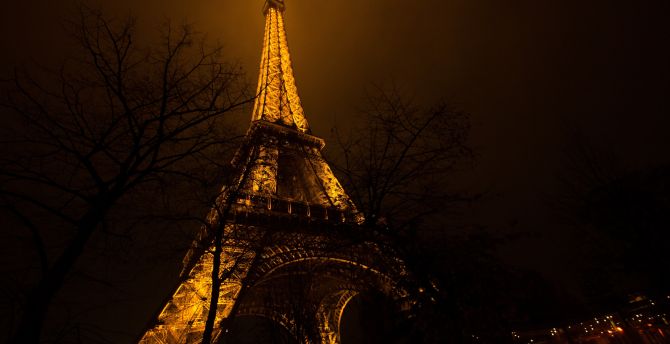 Eiffel Tower, architecture, night wallpaper