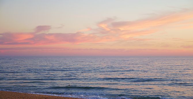Calm beach, sunset, nature wallpaper