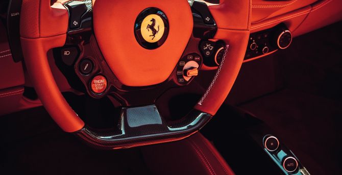 Ferrari car, steering, interior wallpaper