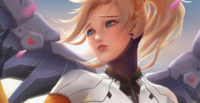 Overwatch, beautiful and cute, Mercy wallpaper
