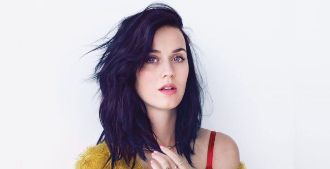 Katy Perry, purple hair, 2019 wallpaper