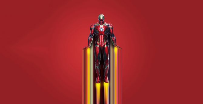 2020 Iron man, flight, minimal art wallpaper