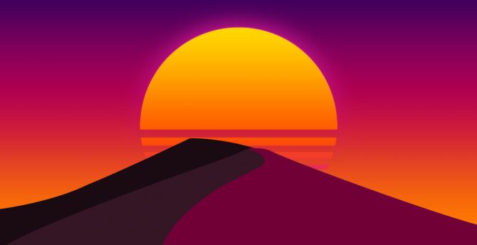 Sun, desert, dunes, abstract, artwork wallpaper