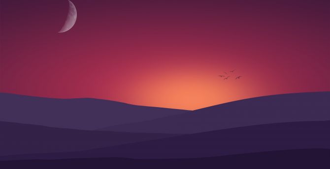 Sunset, nature, minimal, sky wallpaper