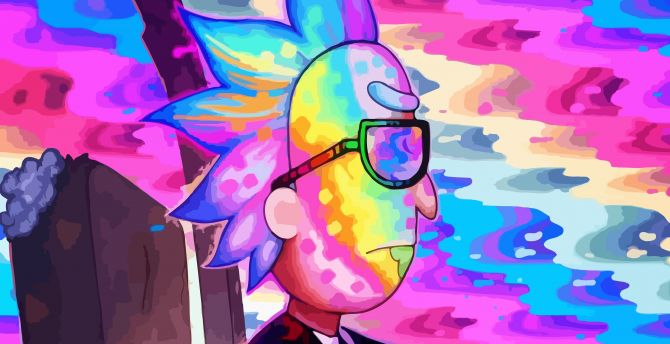 Rick and Morty, Rick, drive, colorful wallpaper