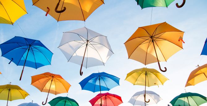 Umbrellas, decorations, colorful, carnival wallpaper