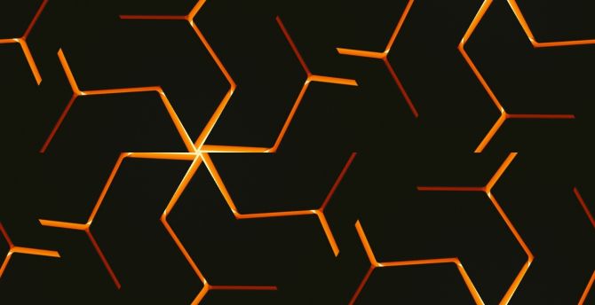 Orange glowing edges, lines, dark surface wallpaper
