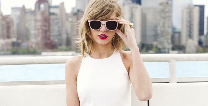 Sunglasses, Taylor Swift, white dress wallpaper