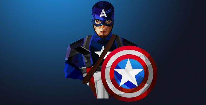 Captain America, artwork, low poly wallpaper
