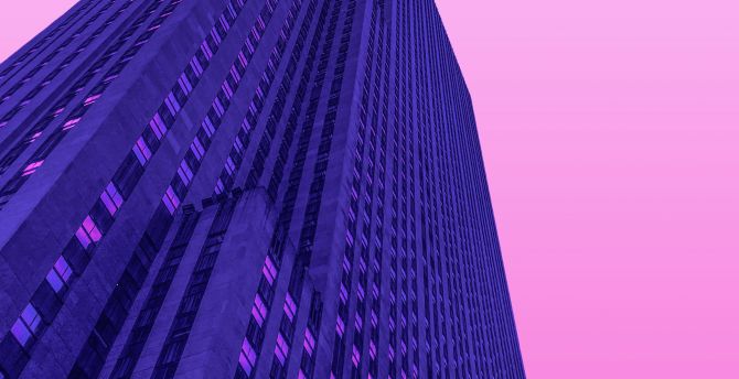 Pink sky, high building, architecture wallpaper