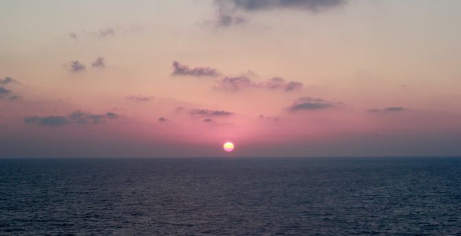 Sunset, sun, sea, skyline wallpaper