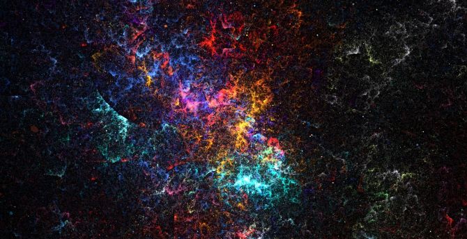 Space art, fractal, glow, colorful wallpaper