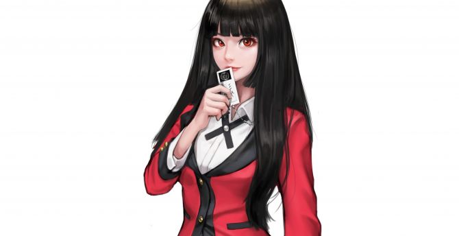Kakegurui, anime girl, red blazer, Yumeko Jabami wallpaper