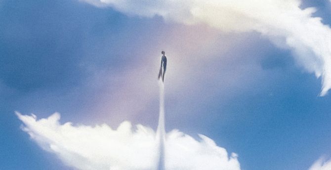 Henry Cavill, superman, man of steel, flight, minimal wallpaper