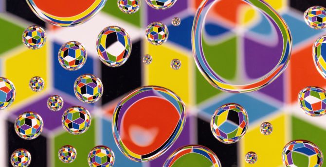 Bubbles, drops, multicolored wallpaper