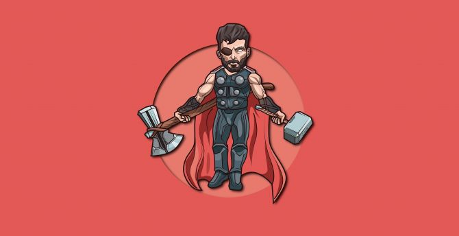 Minimal, thor with 2 hammers, 2020 wallpaper