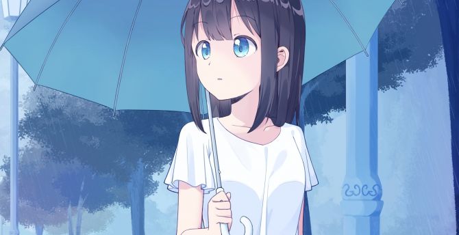 Desktop Wallpaper Anime Girl Cute With Umbrella Art Hd Image