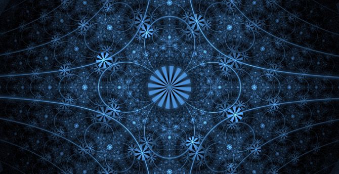 Fractal, lines, circles, blue lines, abstract wallpaper